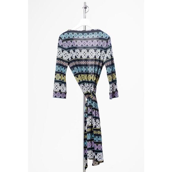 Diane von Furstenburg Black and Celtic Printed Wrap Dress - Picture 2 of 4